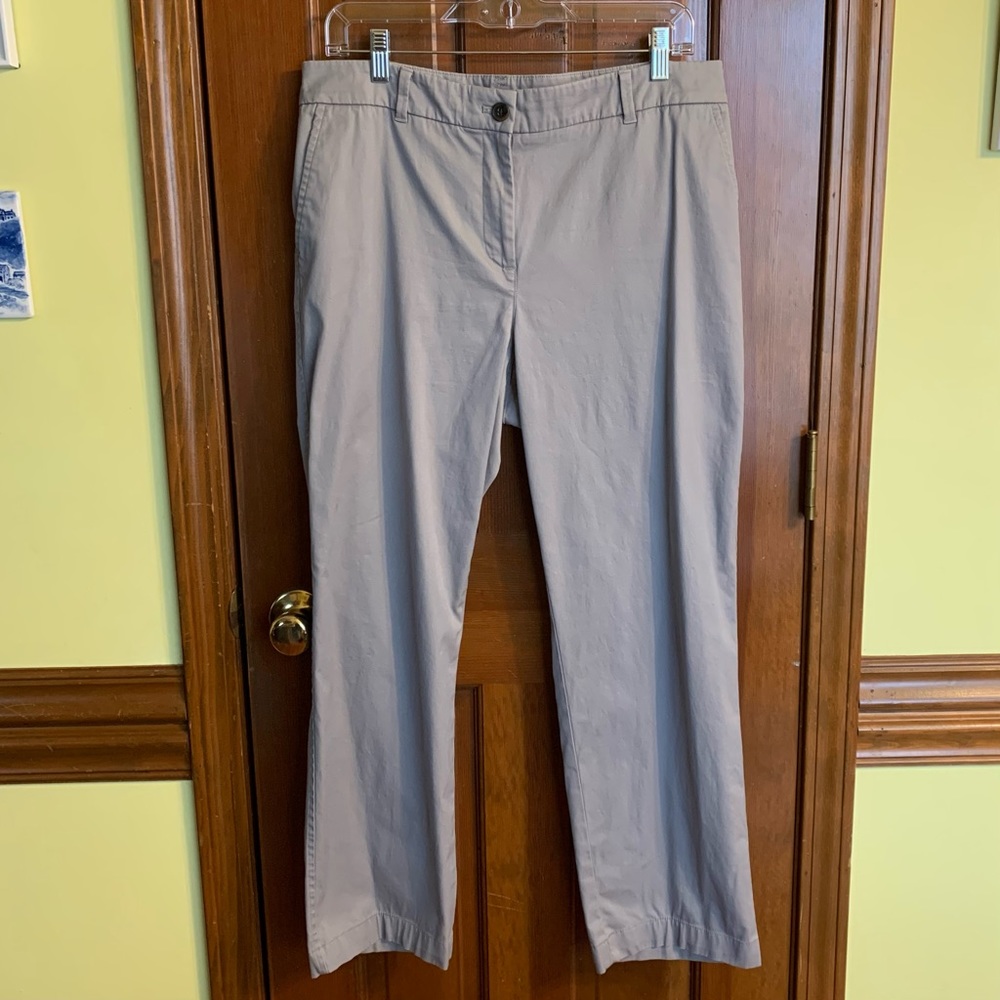 Talbots Pants 10 Womens Straight Leg Chino Business Casual Classic Gray Ladies